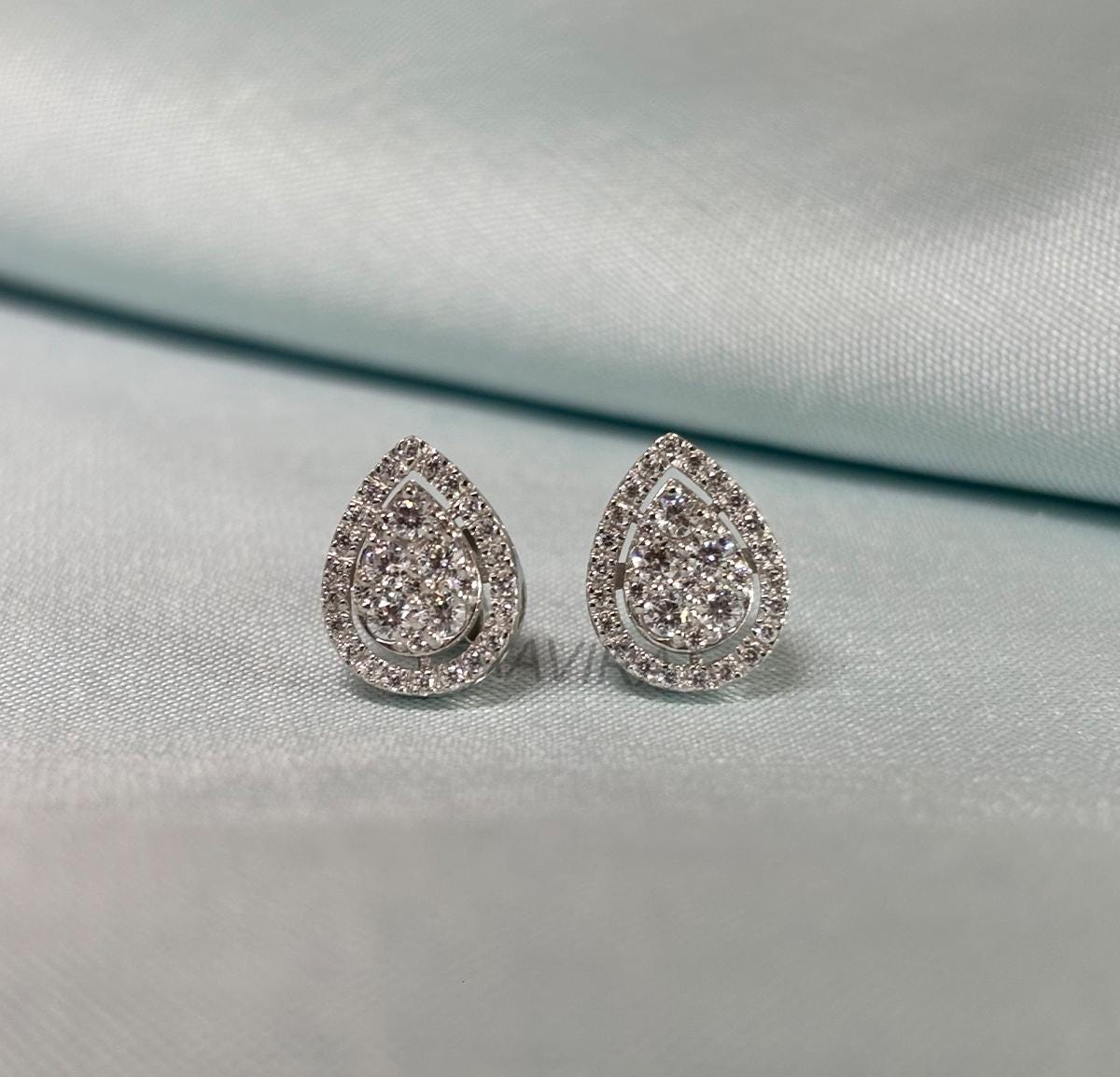 Diamond Stud Earrings, Teardrop Shape Stud Earrings, Diamond Jewelry, Push Back Earrings, Wedding Gift, Bridesmaid Gift, Gift For Her