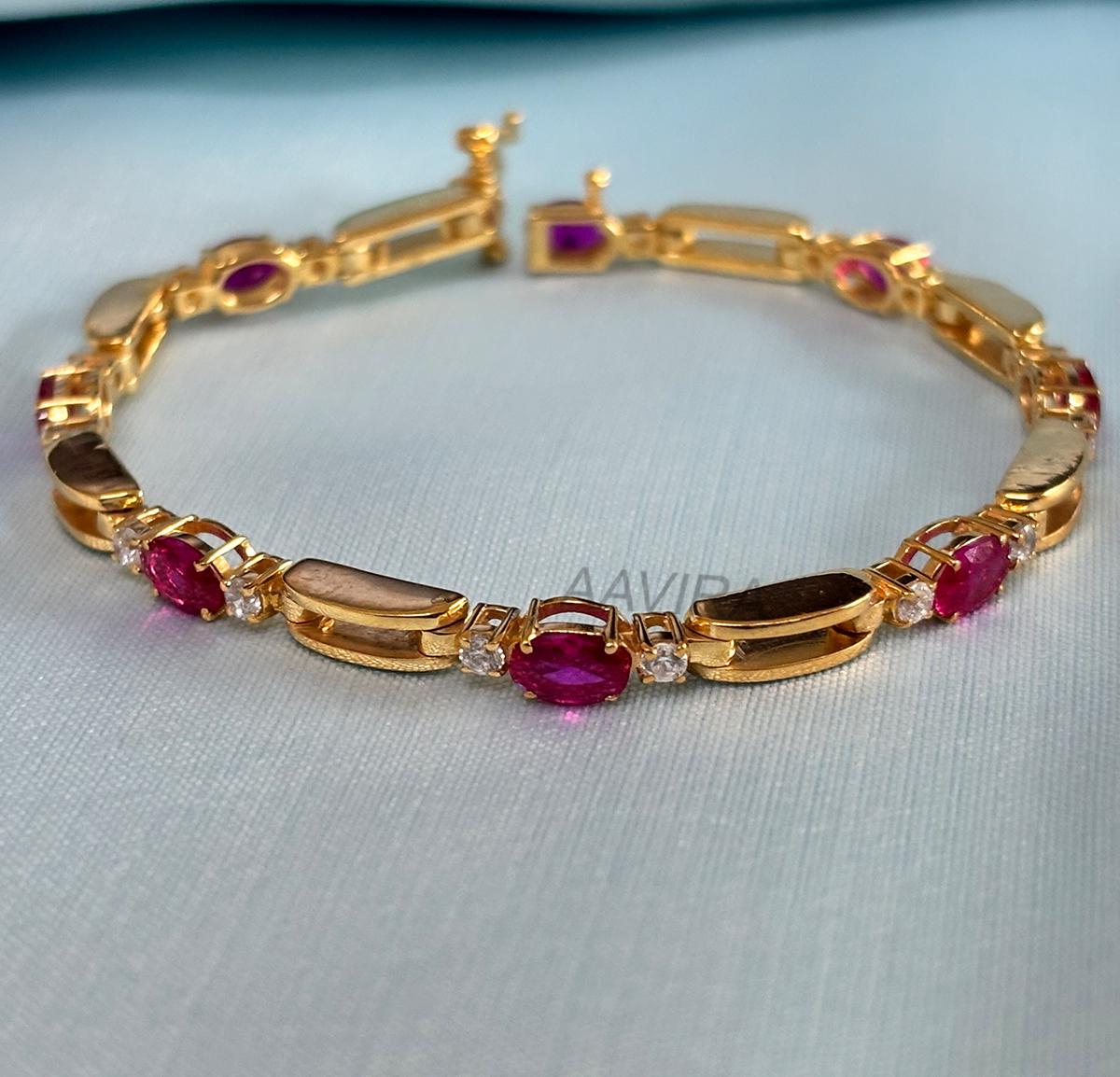 Ruby Bracelet, Oval Ruby and Diamond Silver Ruby Bracelet, Perfect Gift, Women Silver Jewelry, Unique Birthday Gift, Valentines Day Sale