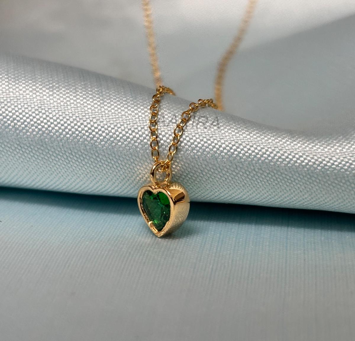 Heart Shape Emerald Bezel Set Necklace Pendant, 925 Sterling Silver, May Gemstone Pendant, Dainty Birthstone Pendant, Anniversary Gifts