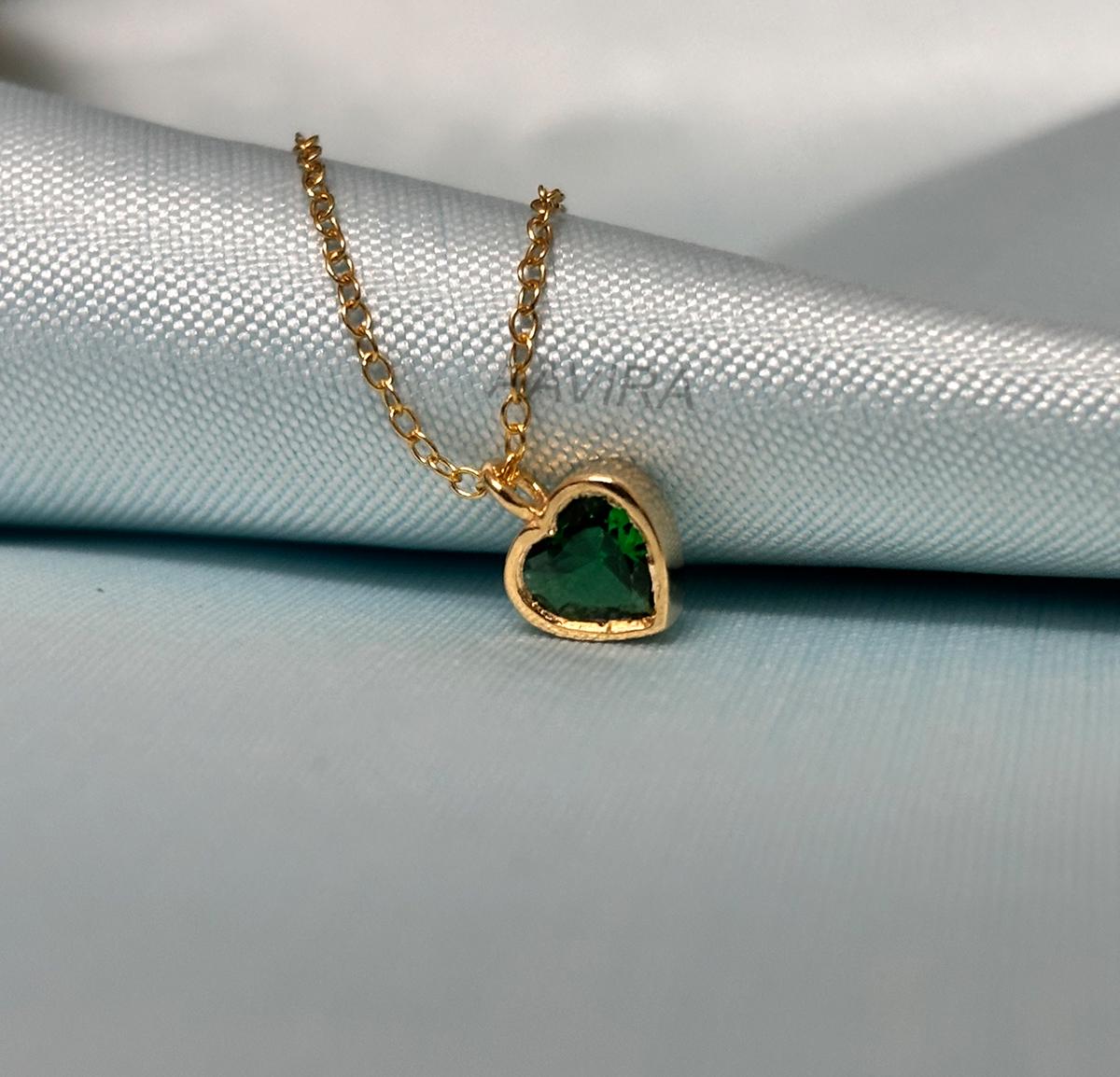 Heart Shape Emerald Bezel Set Necklace Pendant, 925 Sterling Silver, May Gemstone Pendant, Dainty Birthstone Pendant, Anniversary Gifts