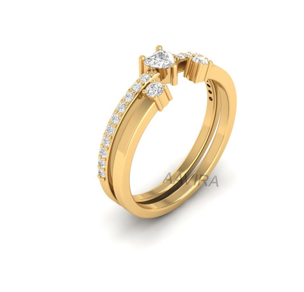 Women's Heart Wedding Band Set, Engagement Diamond Ring Set, Band Ring, Diamond Ring For Women, Anniversary Gift, Bridesmaid Band Ring, Gift