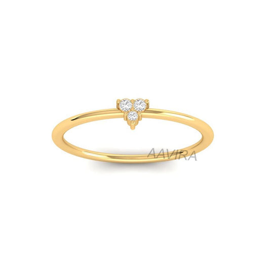 Tiny Diamond Ring, Dainty Diamond Ring, Delicate Ring, 14k Yellow Gold Plated Ring, Handmade Ring, Moissanite Diamond Ring, Gift for Her