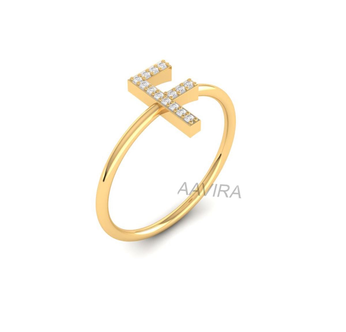 Diamond Initial Ring, F Letter Ring, Dainty Custom Name Ring, Personalized Diamond Ring, Custom F Initial Ring, Pave Stone Ring, Women Gifts