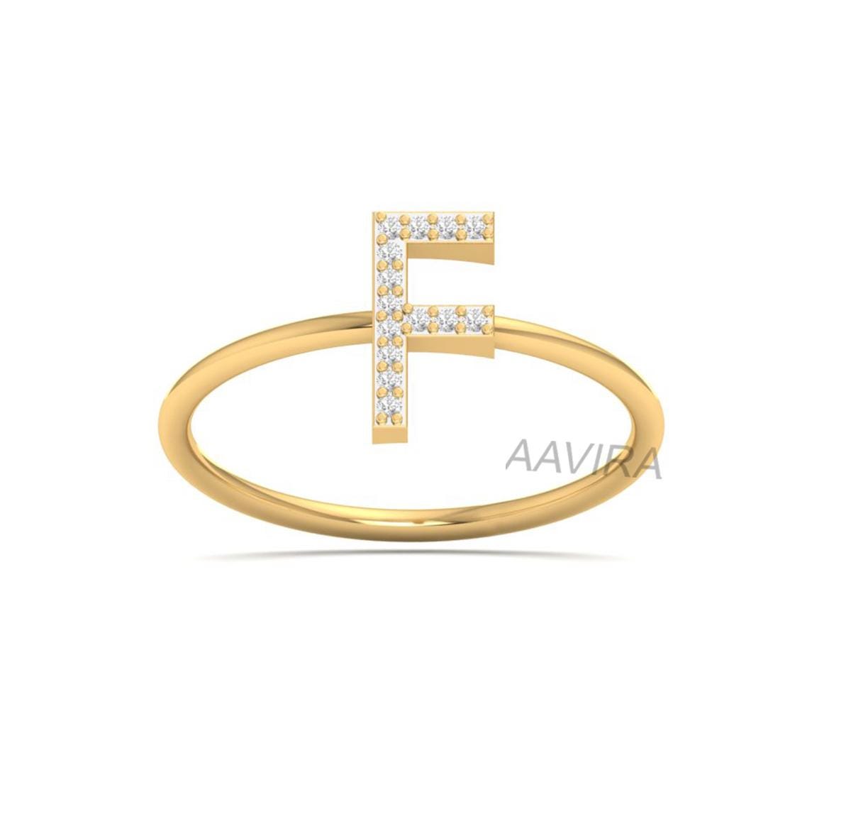 Diamond Initial Ring, F Letter Ring, Dainty Custom Name Ring, Personalized Diamond Ring, Custom F Initial Ring, Pave Stone Ring, Women Gifts