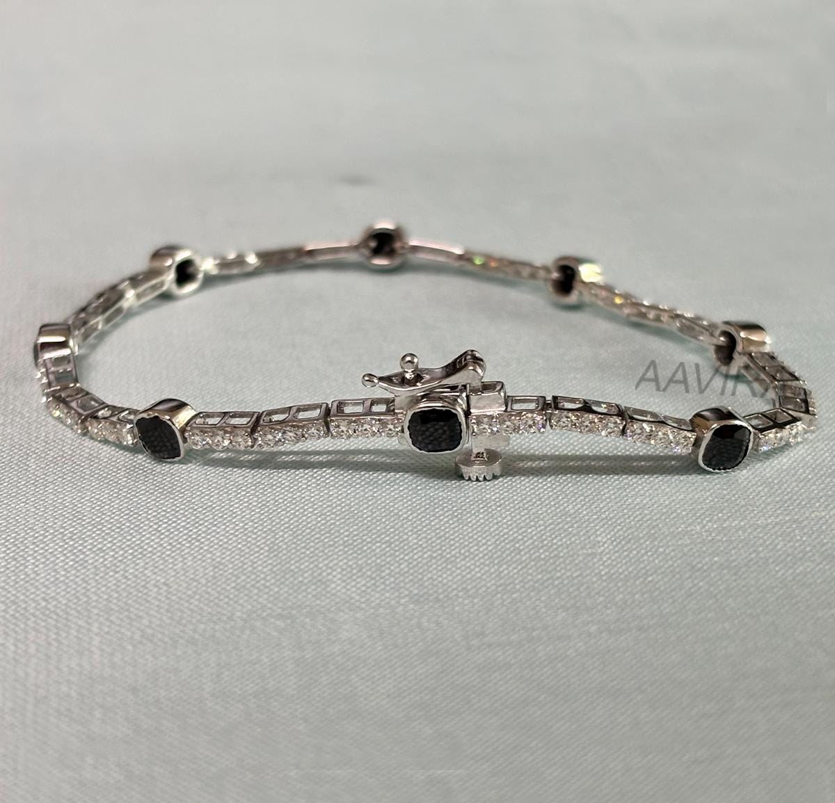 Black Diamond Bracelet, Bezel Cushion Cut Bracelet, Diamond Bracelet, Handmade Bracelet, Delicate Bracelet, Women's Bracelet, Bezel Bracelet