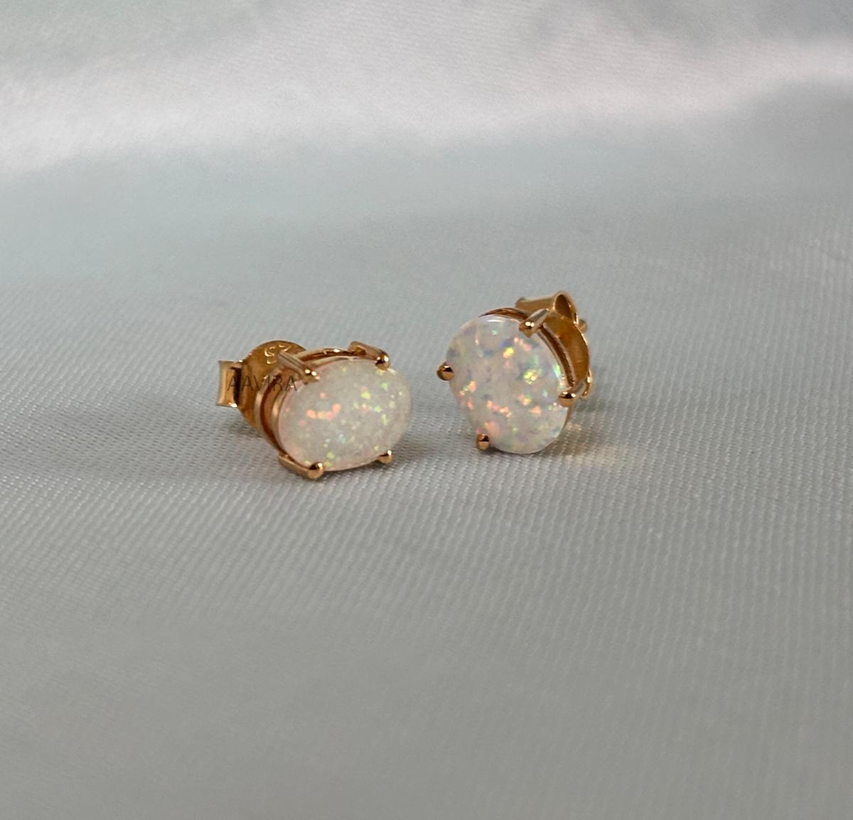 Oval Cut Opal Stud Earrings, Stud Earrings, Opal Gemstone Earrings, Stud Earrings, Birthday Gift, Gifts For Her, Handmade Earrings, Gifts