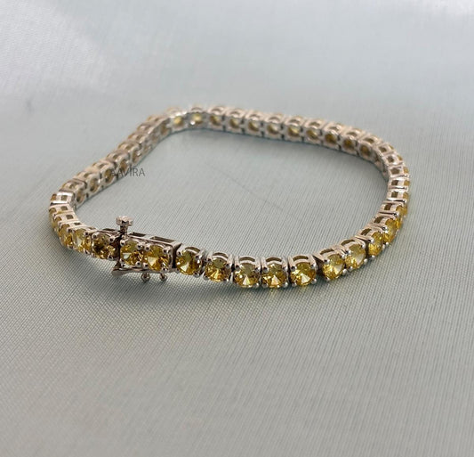 Pink Sapphire Round Cut Tennis Bracelet, 4mm Tennis Bracelet, Gemstone Jewelry, Anniversary Gift, Sapphire Jewelry, Birthstone Bracelet,