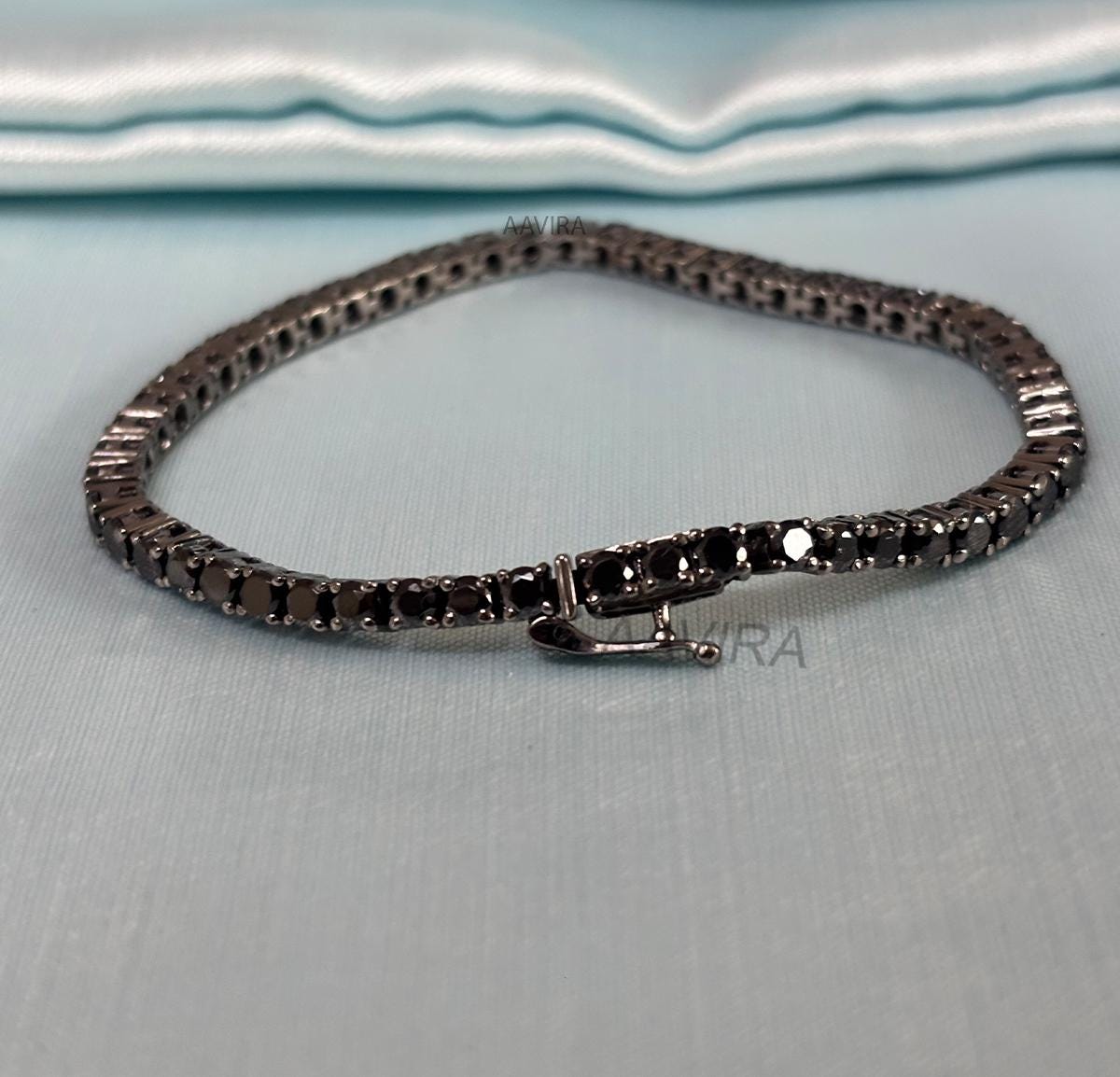 Black Diamond Bracelet, 3mm Black Diamond Bracelet, Prong Set Diamond Bracelet, Handmade Bracelet, Valentines Day Gift, Perfect Gifts