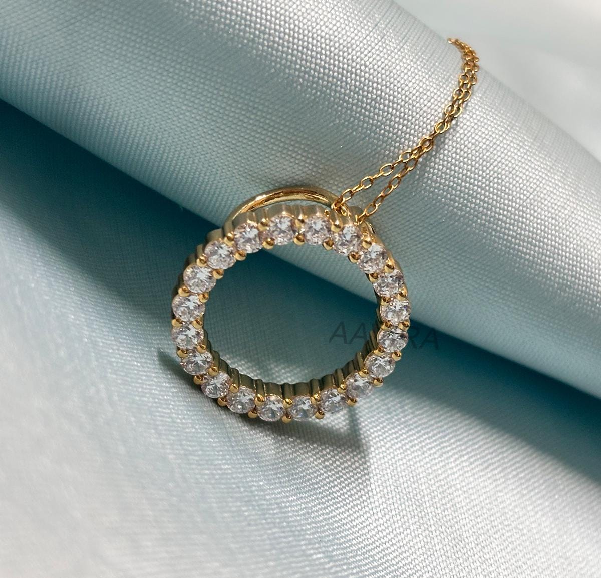 Round Shape Moissanite Pendant, Diamond Circle Necklace, Minimalist Circle Necklace, Dainty Pendant, Open Circle Necklace, Perfect Gift