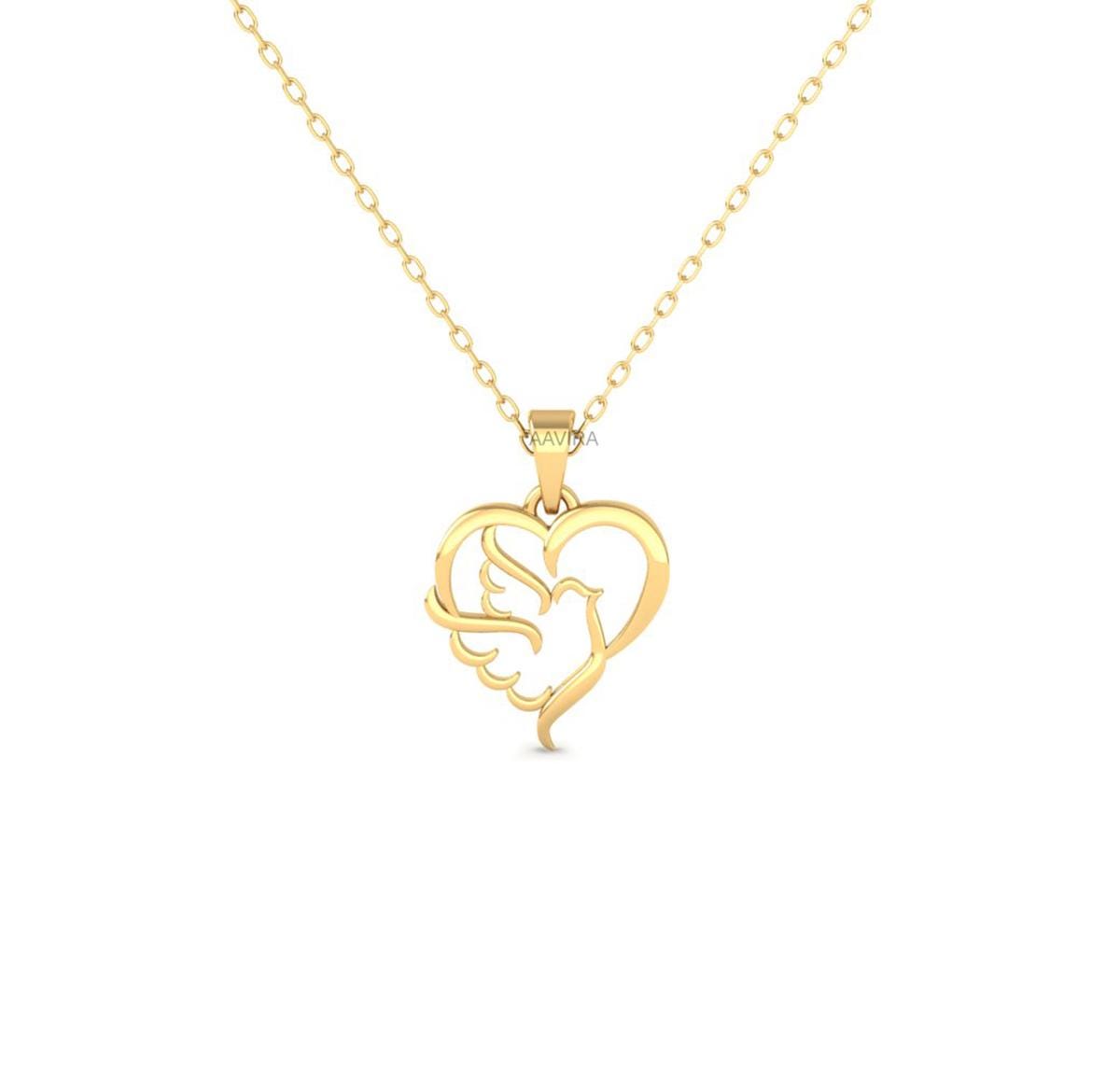 Bird in Heart Necklace, Bird Heart Pendant, Bird Lover Pendant Necklace for Her, Heart Necklace, Heart Jewelry, Anniversary Gift For Wife