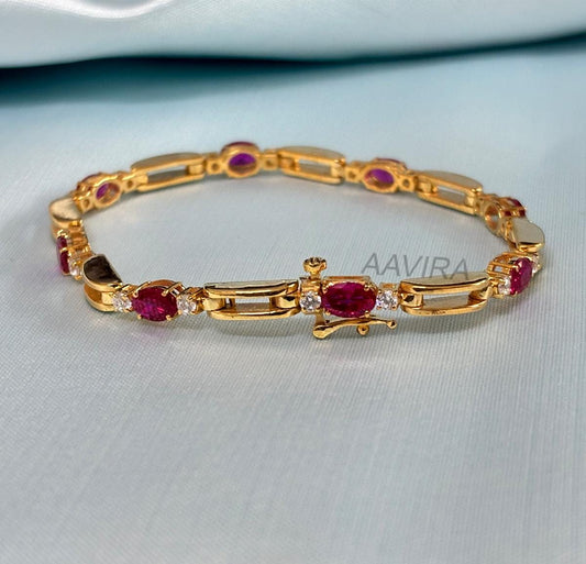 Ruby Bracelet, Oval Ruby and Diamond Silver Ruby Bracelet, Perfect Gift, Women Silver Jewelry, Unique Birthday Gift, Valentines Day Sale