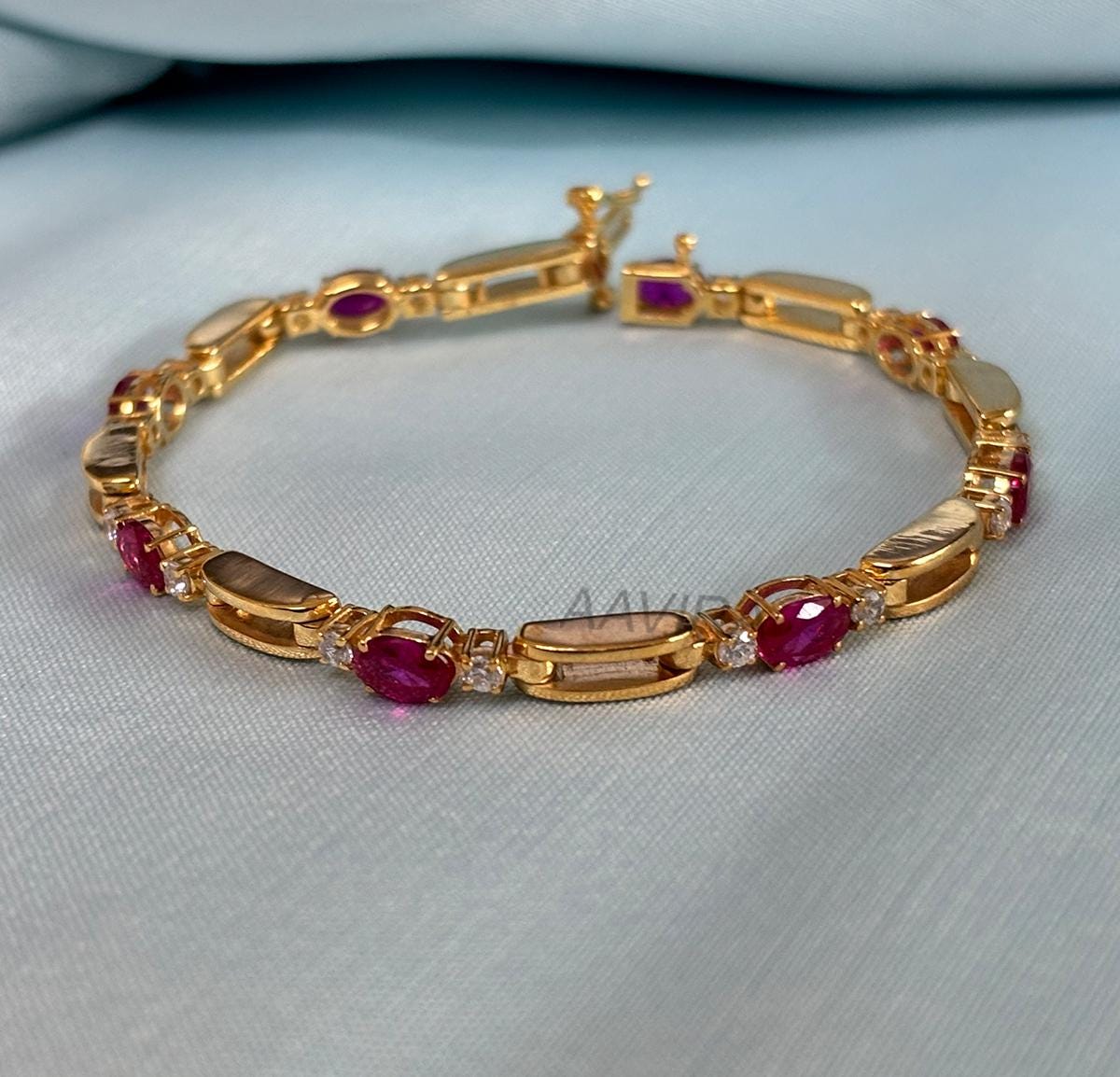 Ruby Bracelet, Oval Ruby and Diamond Silver Ruby Bracelet, Perfect Gift, Women Silver Jewelry, Unique Birthday Gift, Valentines Day Sale