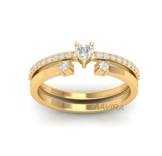 Women's Heart Wedding Band Set, Engagement Diamond Ring Set, Band Ring, Diamond Ring For Women, Anniversary Gift, Bridesmaid Band Ring, Gift