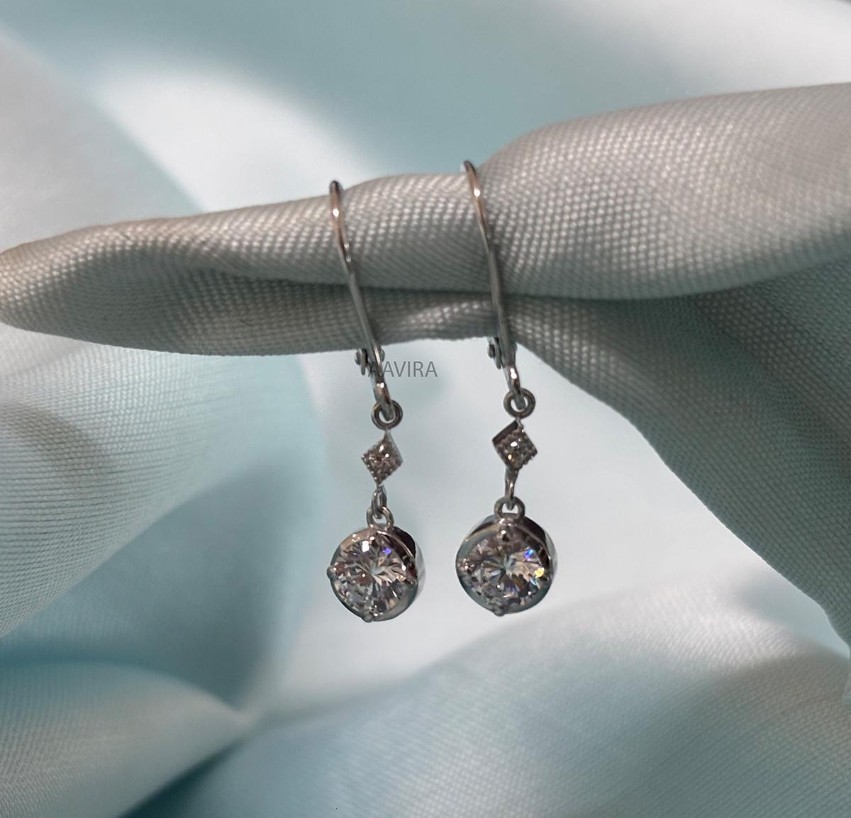 Dainty Dangle Earrings For Women, Moissanite Dangle Drop Earrings, Lever Back Earrings, Valentines Day Gift, Party Wear Earring, Drop Dangle