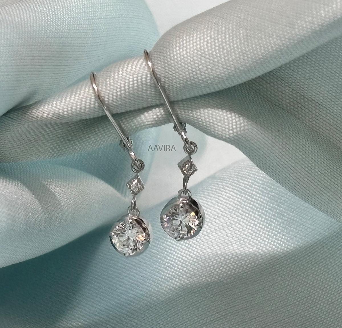 Dainty Dangle Earrings For Women, Moissanite Dangle Drop Earrings, Lever Back Earrings, Valentines Day Gift, Party Wear Earring, Drop Dangle
