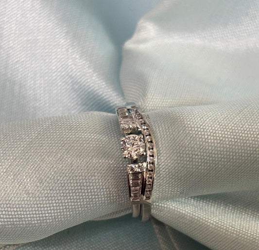 Diamond Bridal Ring Set, Diamond Engagement Ring, Round Engagement Ring Set, 925 Sterling Silver Bridal Ring, Valentines Gift For Her