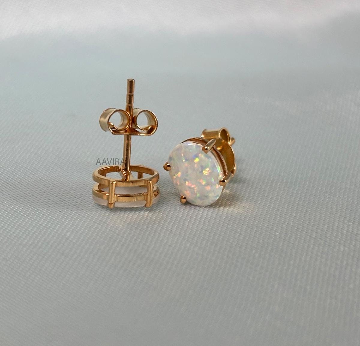 Oval Cut Opal Stud Earrings, Stud Earrings, Opal Gemstone Earrings, Stud Earrings, Birthday Gift, Gifts For Her, Handmade Earrings, Gifts
