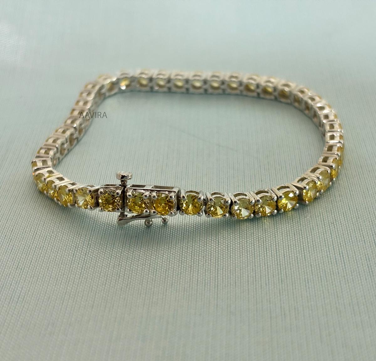 Pink Sapphire Round Cut Tennis Bracelet, 4mm Tennis Bracelet, Gemstone Jewelry, Anniversary Gift, Sapphire Jewelry, Birthstone Bracelet,
