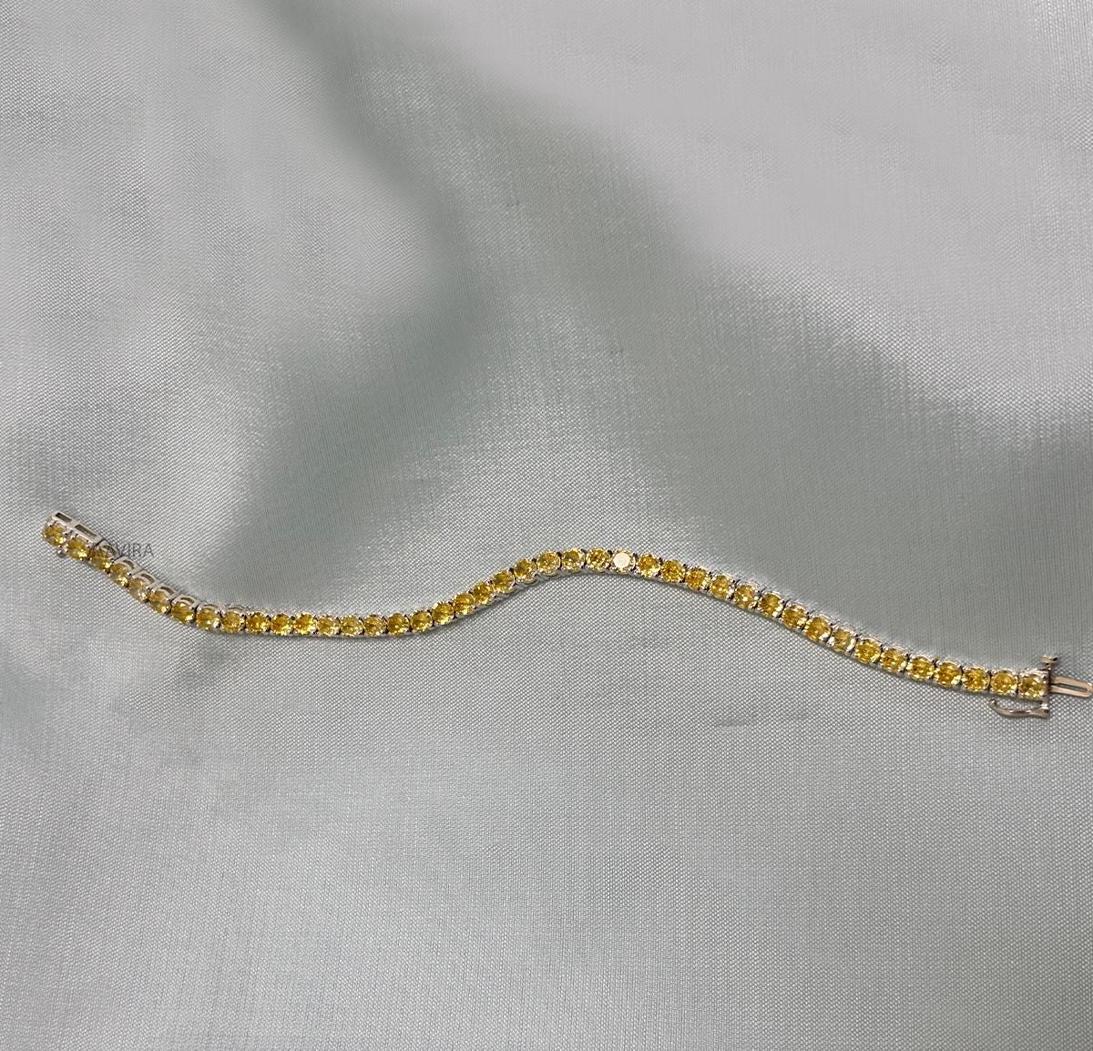 Pink Sapphire Round Cut Tennis Bracelet, 4mm Tennis Bracelet, Gemstone Jewelry, Anniversary Gift, Sapphire Jewelry, Birthstone Bracelet,