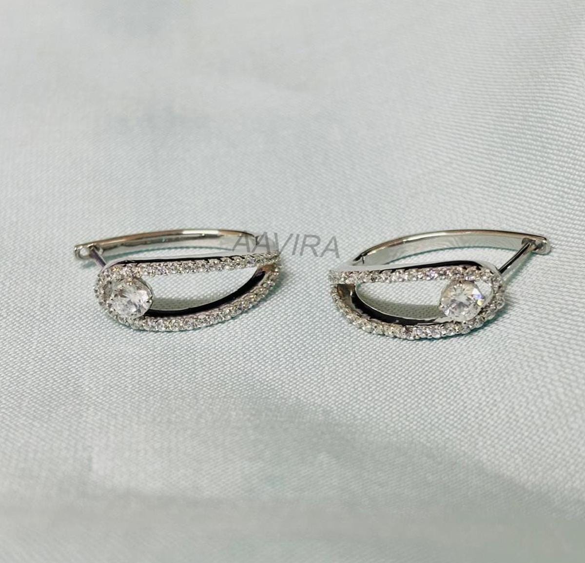 Women Diamond Earrings, Diamond Hoop Earrings, Dainty Earrings, Party Wear Diamond Earrings, Valentine Gift For Mom, Wedding Hoop Earrings