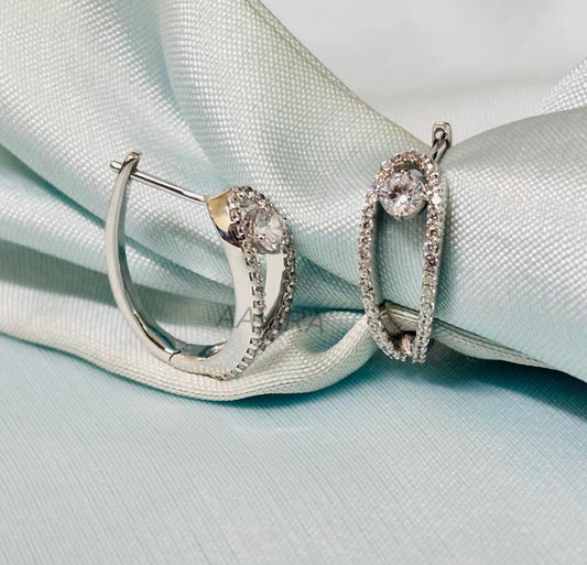 Women Diamond Earrings, Diamond Hoop Earrings, Dainty Earrings, Party Wear Diamond Earrings, Valentine Gift For Mom, Wedding Hoop Earrings