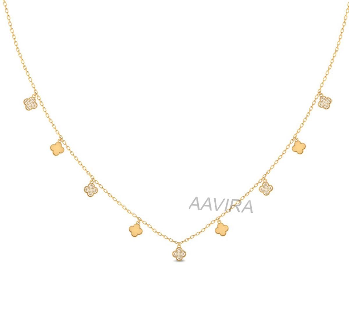 Women's Diamond Necklace, Floral Diamond SilverNecklace, Graduation Gift, Birthday Gift, Perfect Gift For Valentine's Day, Unique Gift
