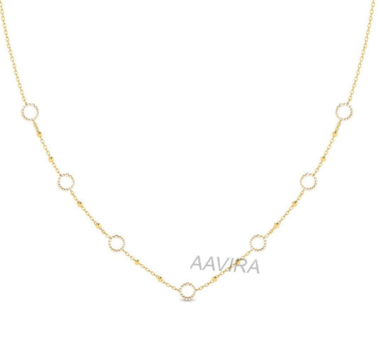 Round Circle Diamond Station Pendant Necklace, Diamond Necklace, Gift For Mom, Dainty Diamond Layering Choker, Women's Pendant, Gift For Her