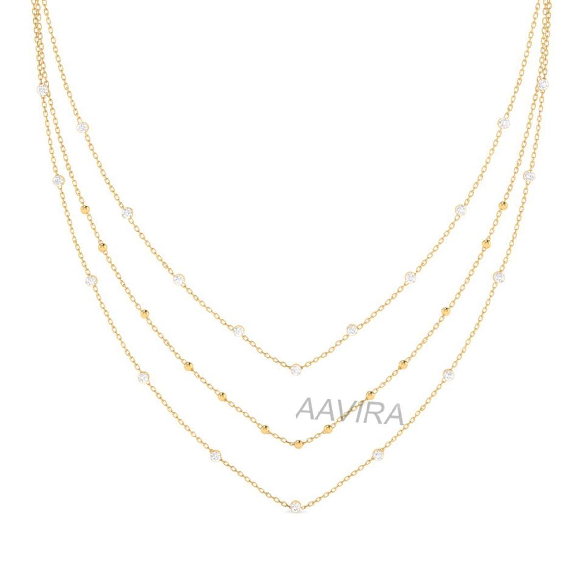 Moissanite Yard Station Sterling Silver Necklace, Set of 3 Layering Necklaces, Chain Necklaces, Wedding Jewelry, Minimalist Pendant Gift