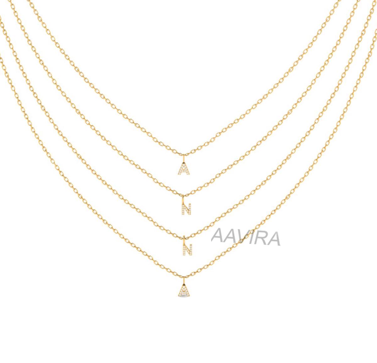 Customised Diamond Name Necklace, Alphabet Diamond Necklace, Layering Necklace, ANNA Diamond Necklace Pendant, Men Women Name Necklace Gift