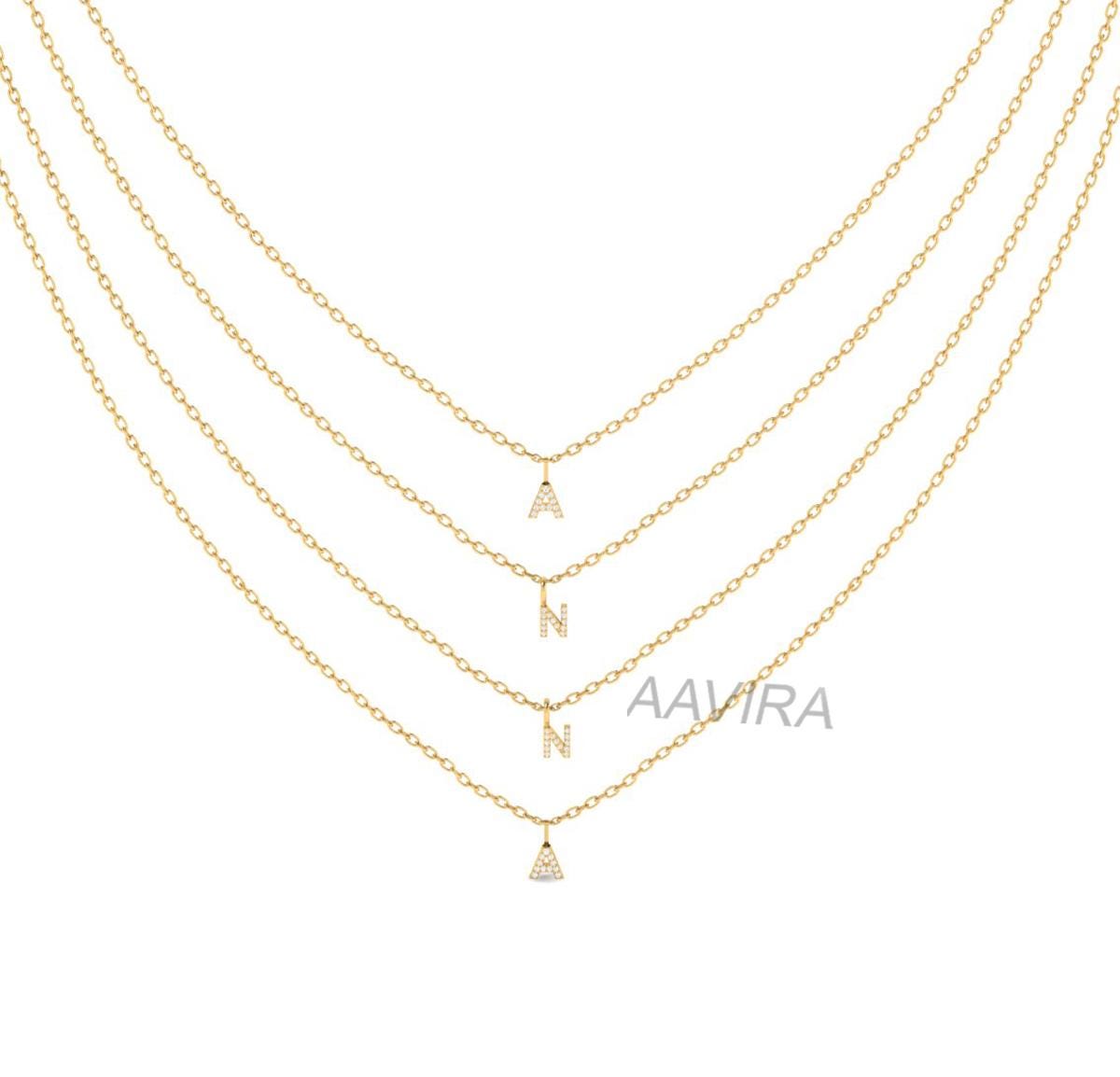 Customised Diamond Name Necklace, Alphabet Diamond Necklace, Layering Necklace, ANNA Diamond Necklace Pendant, Men Women Name Necklace Gift