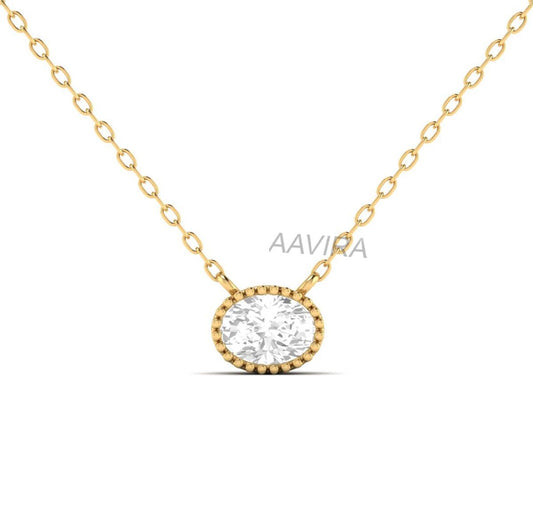 Oval Cut Diamond Pendant Necklace, Solitaire Oval Necklace, Dainty Pendant, Birthday Gift, Diamond Jewelry, Wedding Gift, Bridal Necklace