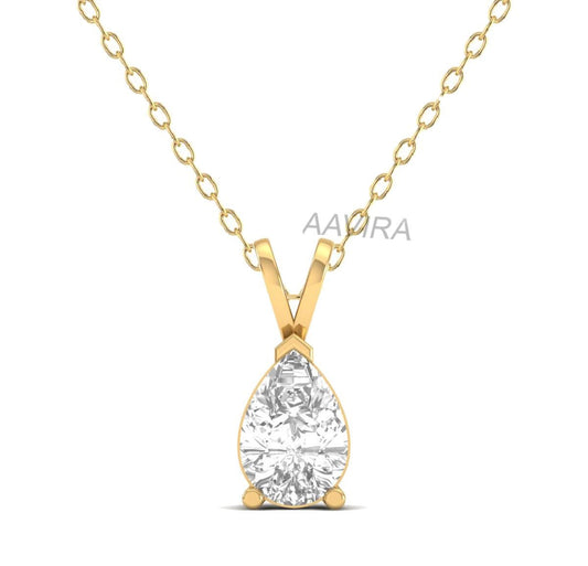 Pear Cut Diamond Pendant Necklace, Prong Set Diamond Necklace, Minimalist Diamond Jewelry, Teardrop Pendant Women, Pear Solitaire Pendant