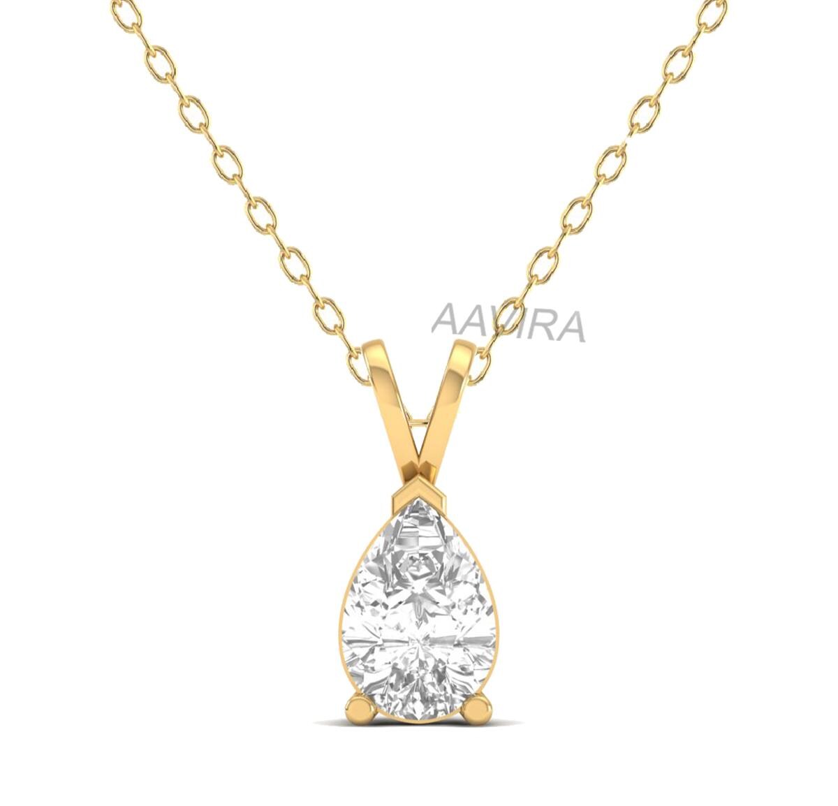 Pear Cut Diamond Pendant Necklace, Prong Set Diamond Necklace, Minimalist Diamond Jewelry, Teardrop Pendant Women, Pear Solitaire Pendant