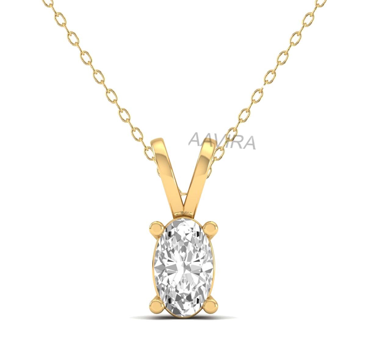 Oval Cut Diamond Solitaire Pendant, Oval Cut Diamond Pendant in 925 Silver, Bridal Necklace, Delicate Pendant For Women, April Birthstone