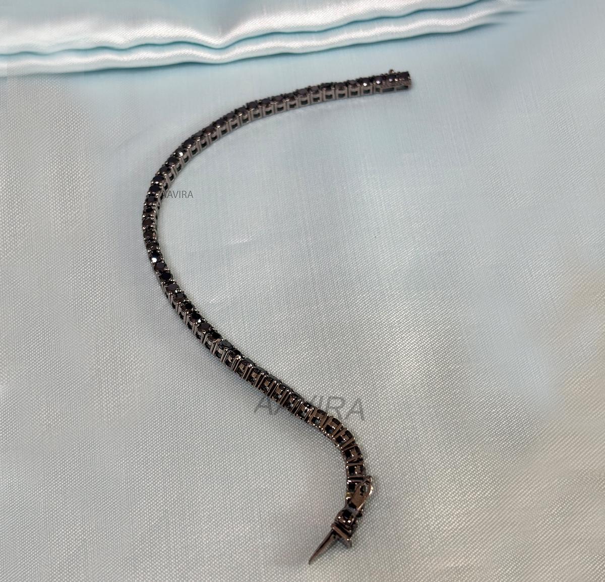 Black Diamond Bracelet, 3mm Black Diamond Bracelet, Prong Set Diamond Bracelet, Handmade Bracelet, Valentines Day Gift, Perfect Gifts