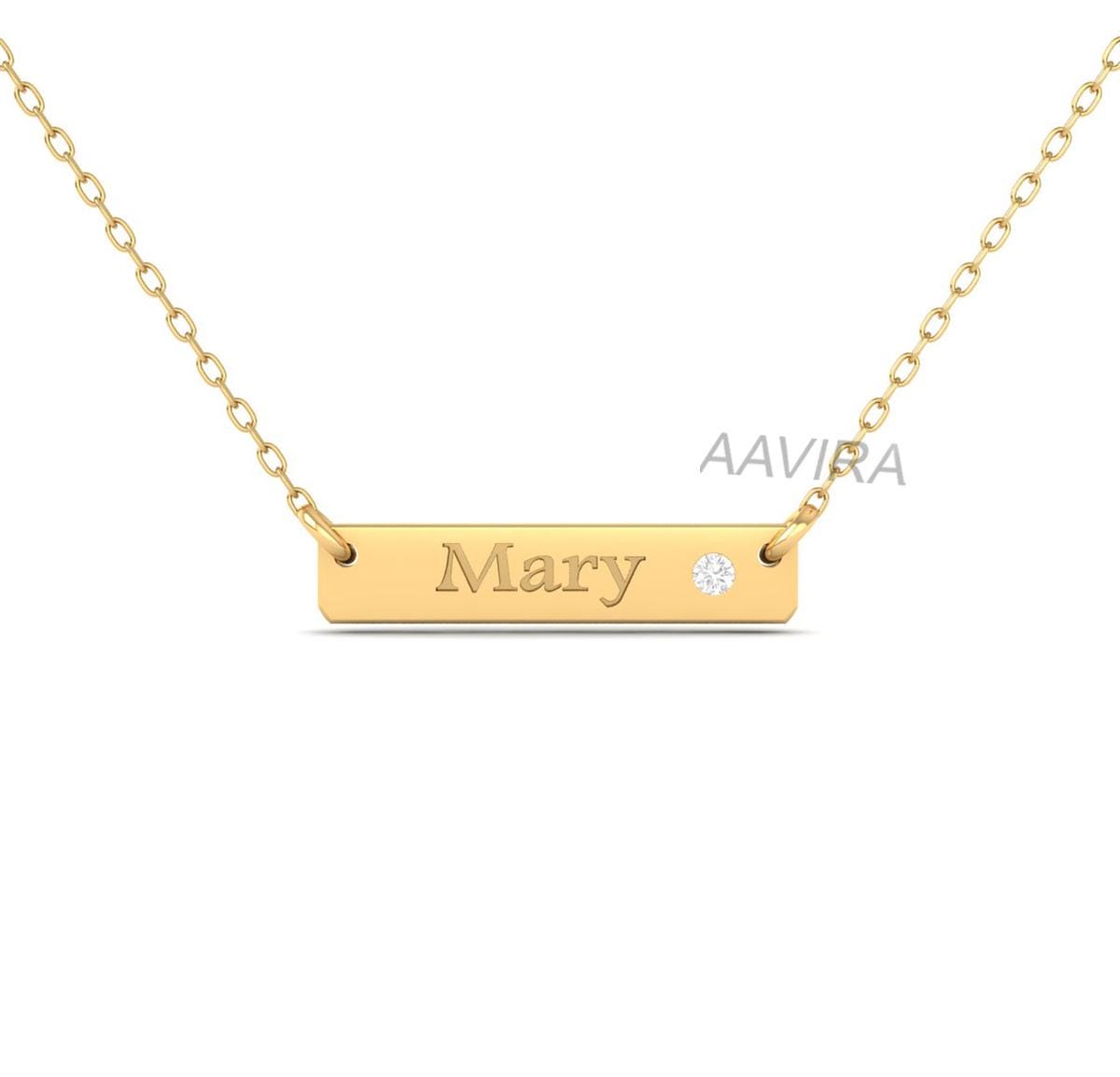 Mary Name Necklace, Nameplate Diamond Necklace, Name Plate Mary With Diamond Pendant, Personalized Diamond Name Necklace, Birthday Gift Idea