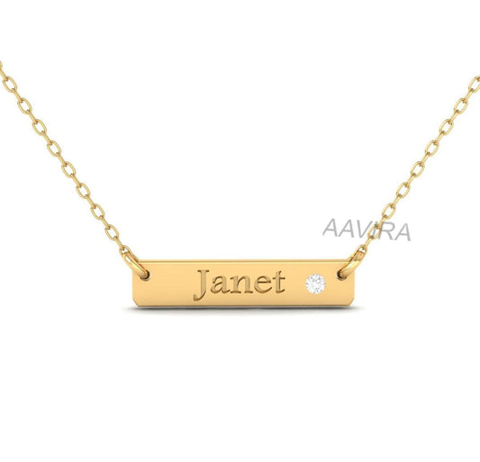 Janet Name Necklace In Silver, Solitaire Diamond Pendant, Daily Wear Pendant, Custom Silver Name Necklace, Business Wear Pendant, Mom Gift