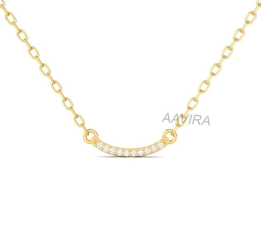 Minimalist Diamond Necklace, Dainty Diamond Necklace, Diamond Smile Necklace, Wedding Jewelry, Moissanite Diamond Cut Chain Necklace For Her