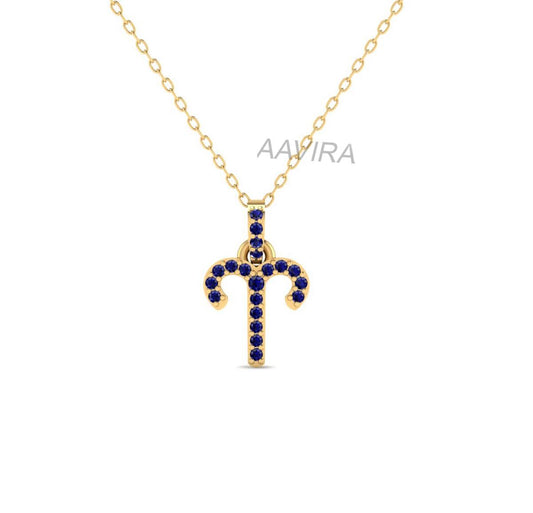 Sapphire Aries Necklace, Women's Aries Pendant, Blue Sapphire Zodiac Pendant, Horoscope Constellation, Aries Jewelry, Aries Ruby Pendant