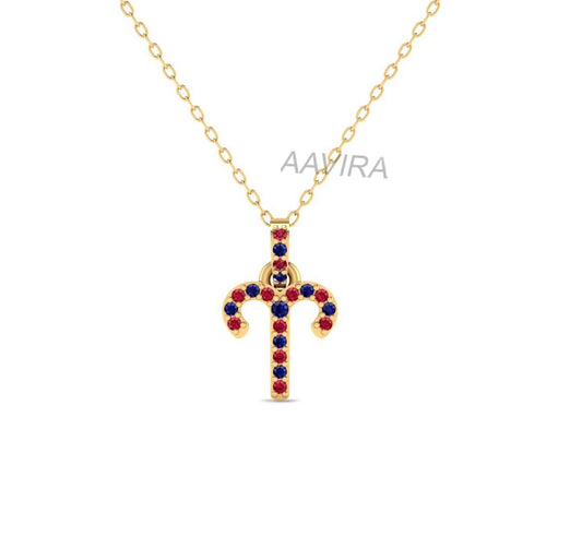 Women's Aries Sapphire Pendant, Blue Sapphire Aries Zodiac Pendant, Aries Necklace, Aries Zodiac Jewelry, Ruby Pendant, Multi Gem Pendant
