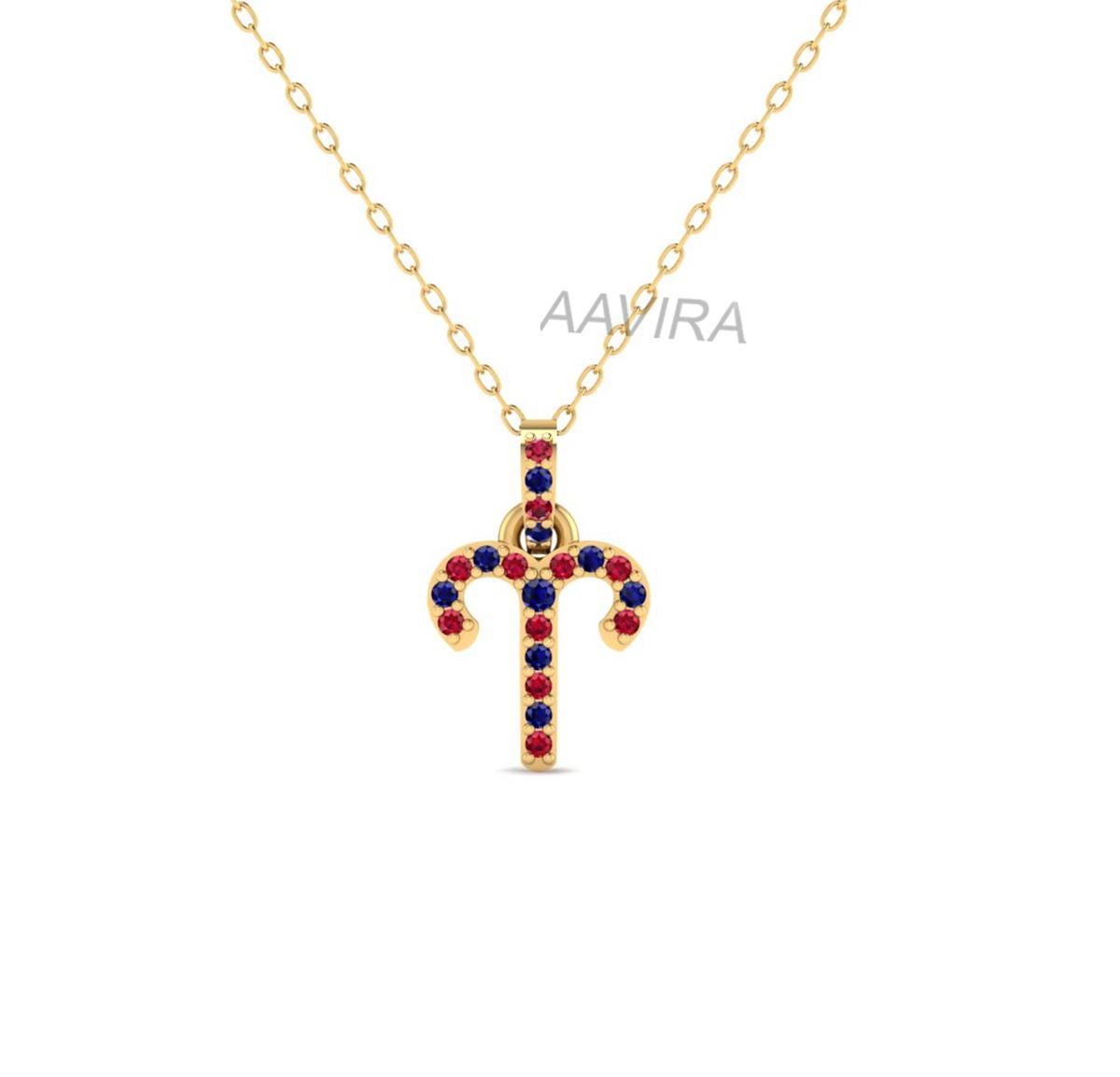 Women's Aries Sapphire Pendant, Blue Sapphire Aries Zodiac Pendant, Aries Necklace, Aries Zodiac Jewelry, Ruby Pendant, Multi Gem Pendant