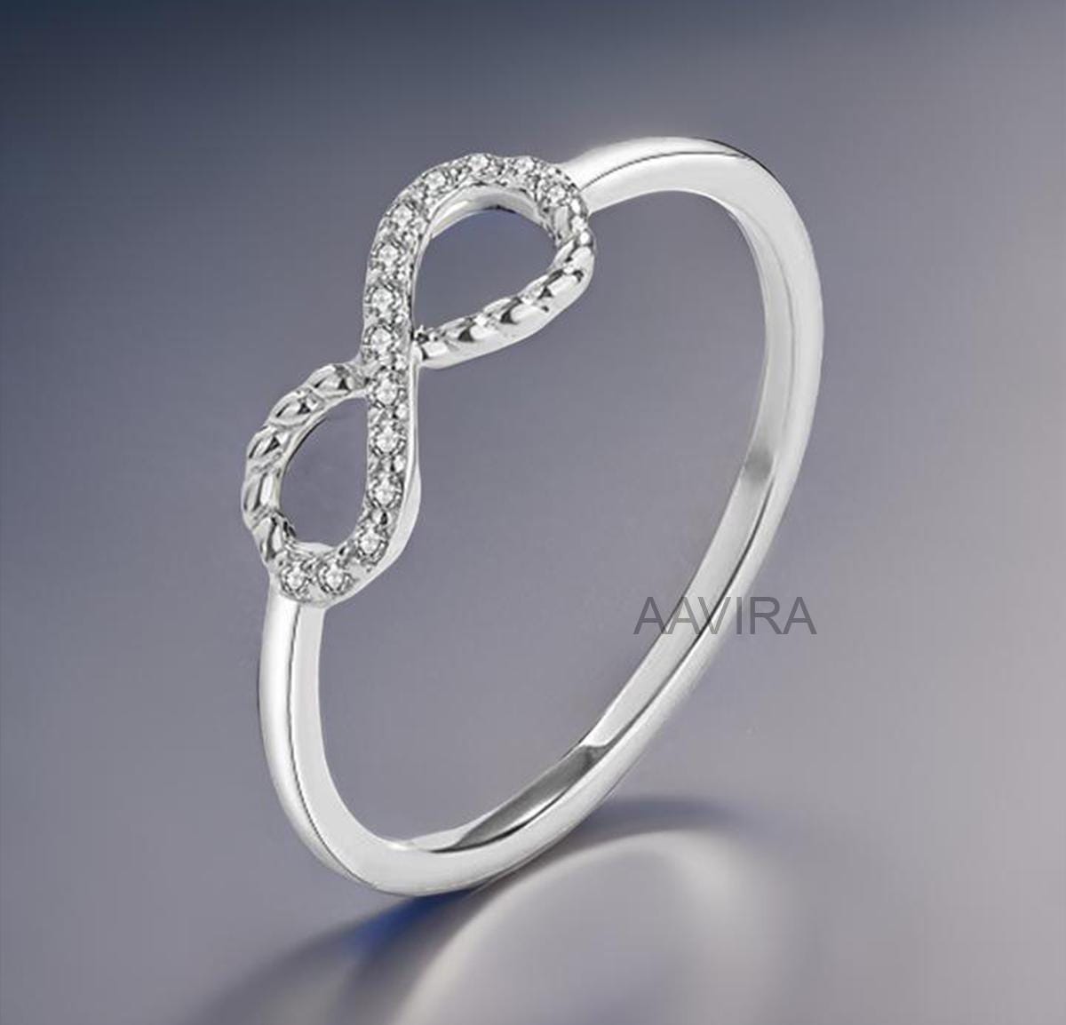 Sterling Silver Infinity Ring, Moissanite Infinite Love Ring, Stackable Ring, Infinity Ring, Infinity Wedding Diamond Ring, Mothers Day Gift
