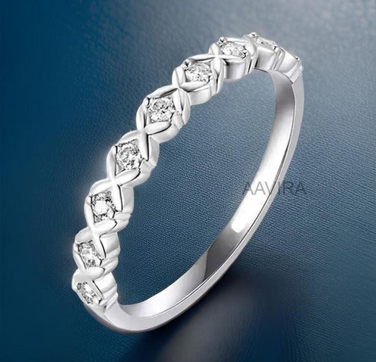 Diamond Wedding Band, Half Eternity Band, Bridal Ring For Women, Stacking Matching Band, Bridal Engagement Ring, Moissanite Silver Band Ring