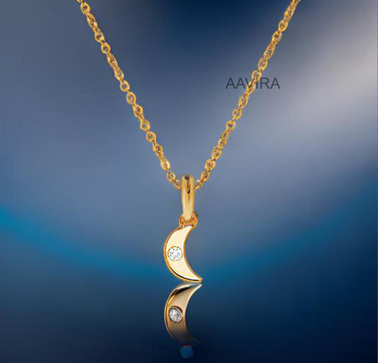 Crescent Moon Diamond Necklace, Dainty Moon Jewelry, Diamond Moon Charm Pendant, Solitaire Diamond Pendant, Personalised Gift, Chain Pendant