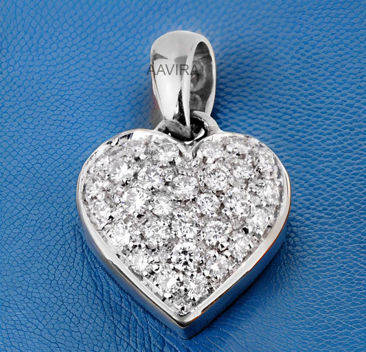Cluster Diamond Heart Pendant, Dainty Heart Necklace, Small Heart Pendant, Women's Heart Chain Pendant, Gift for Mom, Heart Jewelry For Her