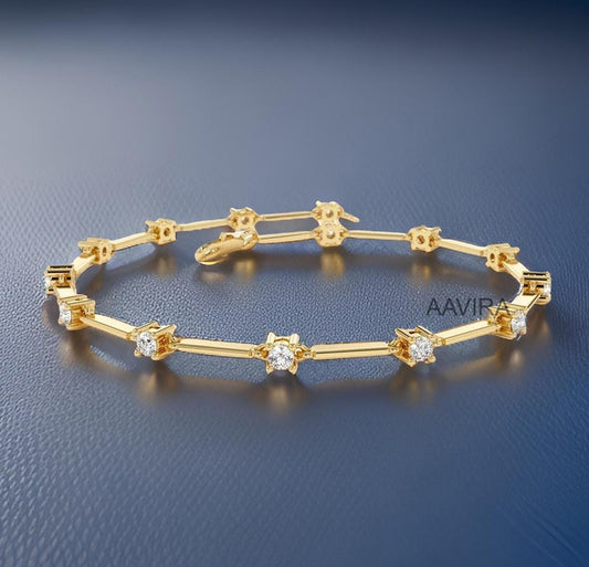 Minimalist Diamond Bracelet, Bridal Bracelet, Simple Diamond Bracelet, Unique Anniversary Jewelry, Delicate Charm Bracelet, Women Bracelet