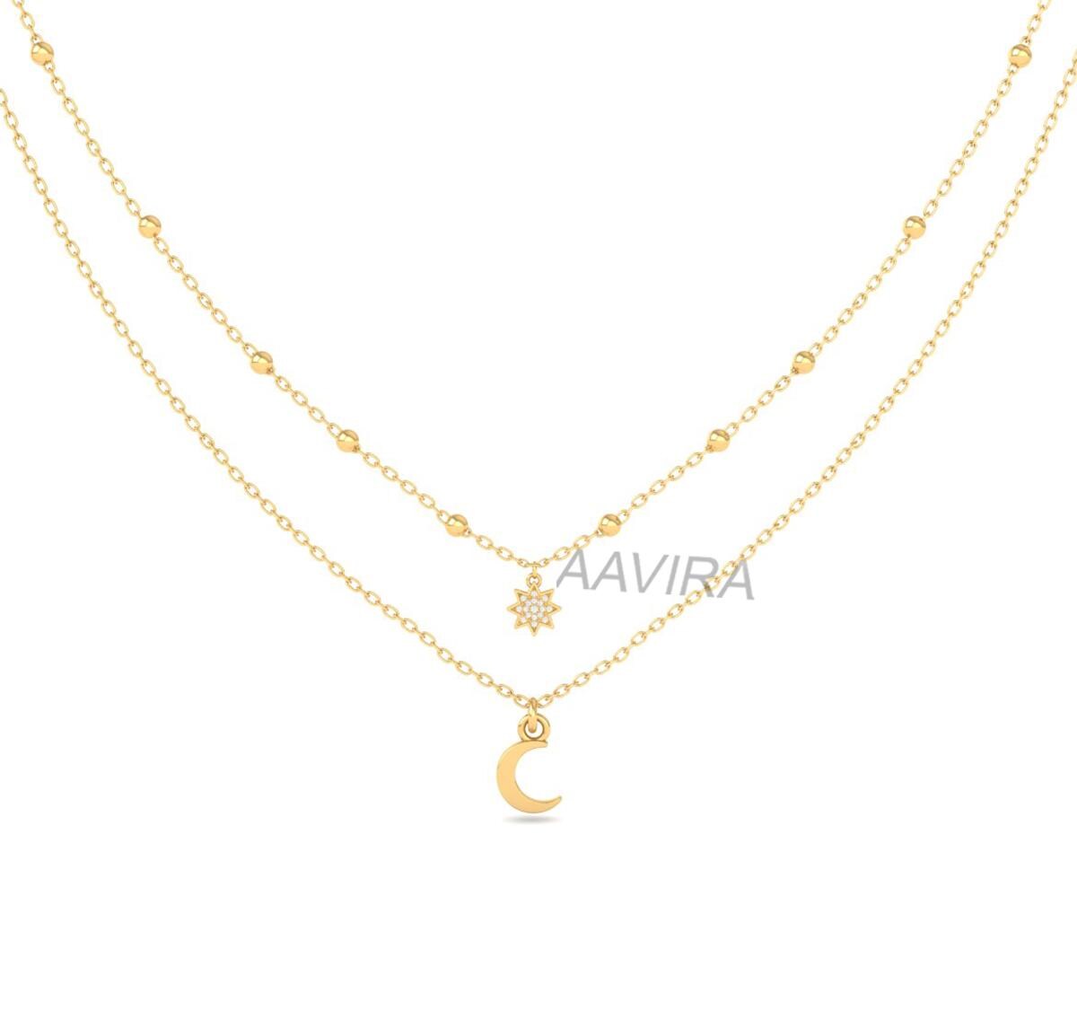 Minimalist Moon Diamond Necklace, Crescent Jewelry, Unique Diamond Necklace, Gifts For Her, Moon & Flower Diamond Necklace, Wedding Gift