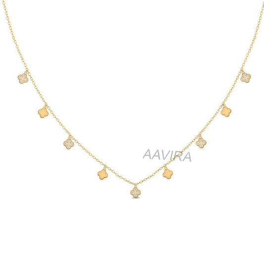Women's Diamond Necklace, Floral Diamond SilverNecklace, Graduation Gift, Birthday Gift, Perfect Gift For Valentine's Day, Unique Gift
