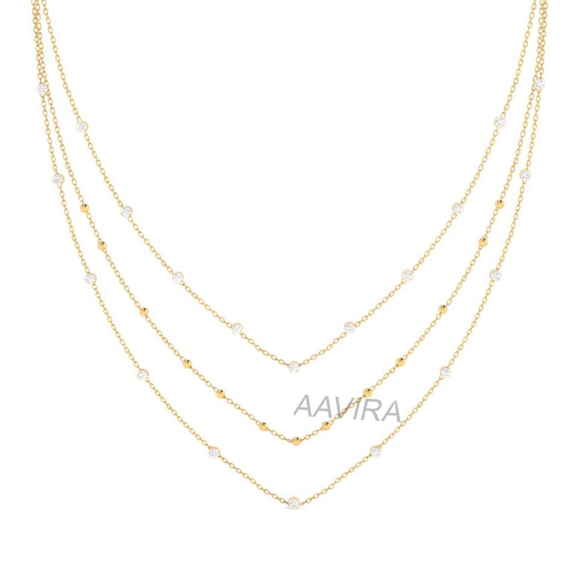 Moissanite Yard Station Sterling Silver Necklace, Set of 3 Layering Necklaces, Chain Necklaces, Wedding Jewelry, Minimalist Pendant Gift