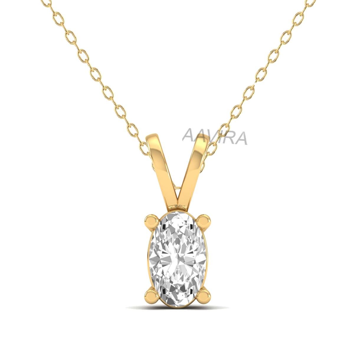 Oval Cut Diamond Solitaire Pendant, Oval Cut Diamond Pendant in 925 Silver, Bridal Necklace, Delicate Pendant For Women, April Birthstone